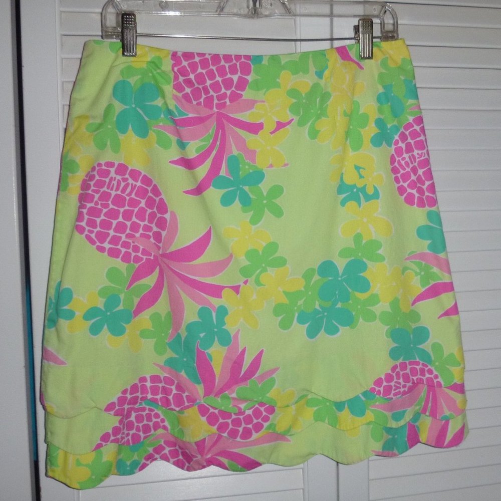 Lilly Pulitzer vintage pineapple scalloped skirt size 8